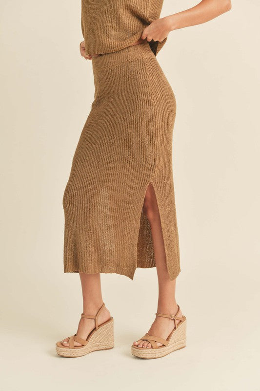 Stay Golden Knitted Midi Skirt