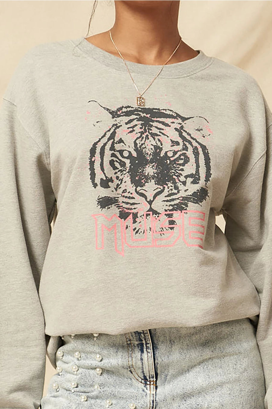 Tiger Muse French Terry Vintage Graphic Sweatshirt