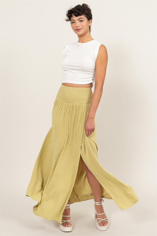 Bali Smocked High-Waist Maxi Skirt