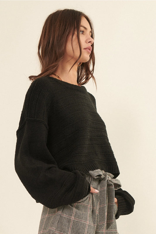 Waco Textured Round Neck Pullover Sweater