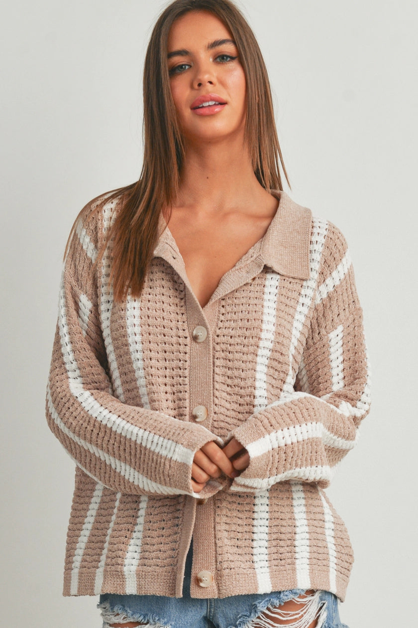 North County Oversized Chenille Button Up Sweater Cardigan
