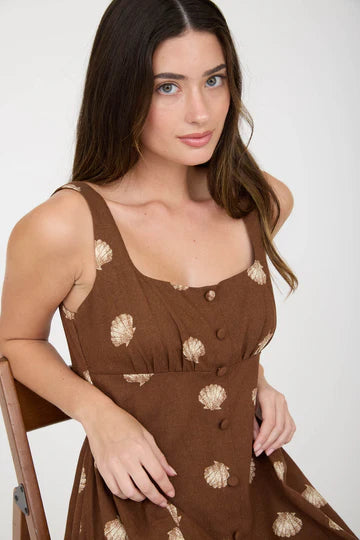 Seashell Print Midi Dress