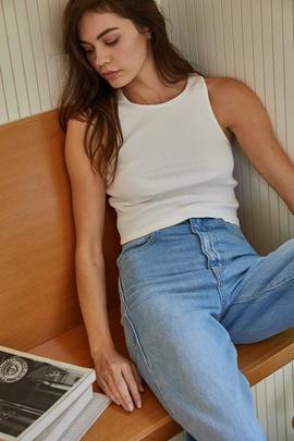 Marcia Ribbed Top - White