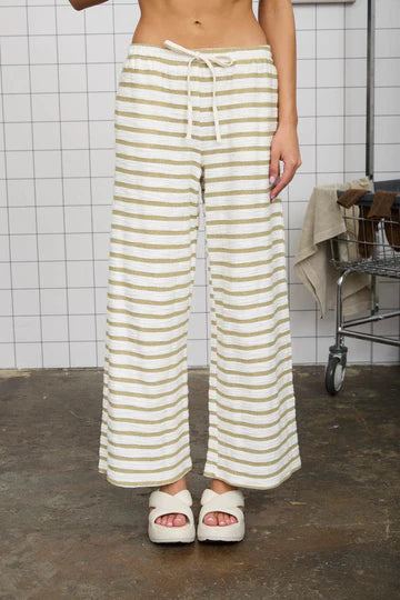 Stripe Drawstring Wide Leg Knit Pants