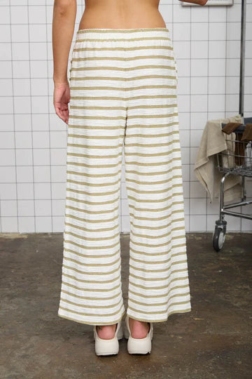 Stripe Drawstring Wide Leg Knit Pants
