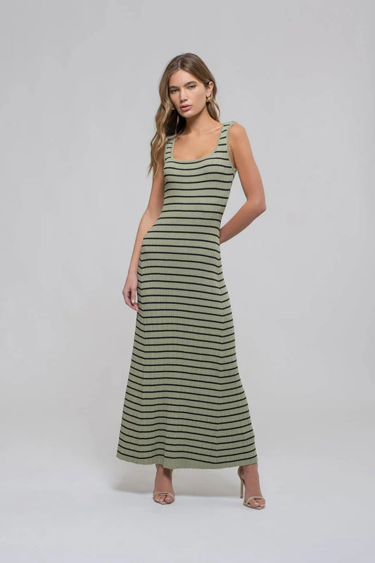 Shoreline Striped Ribbed Knit Maxi Dress