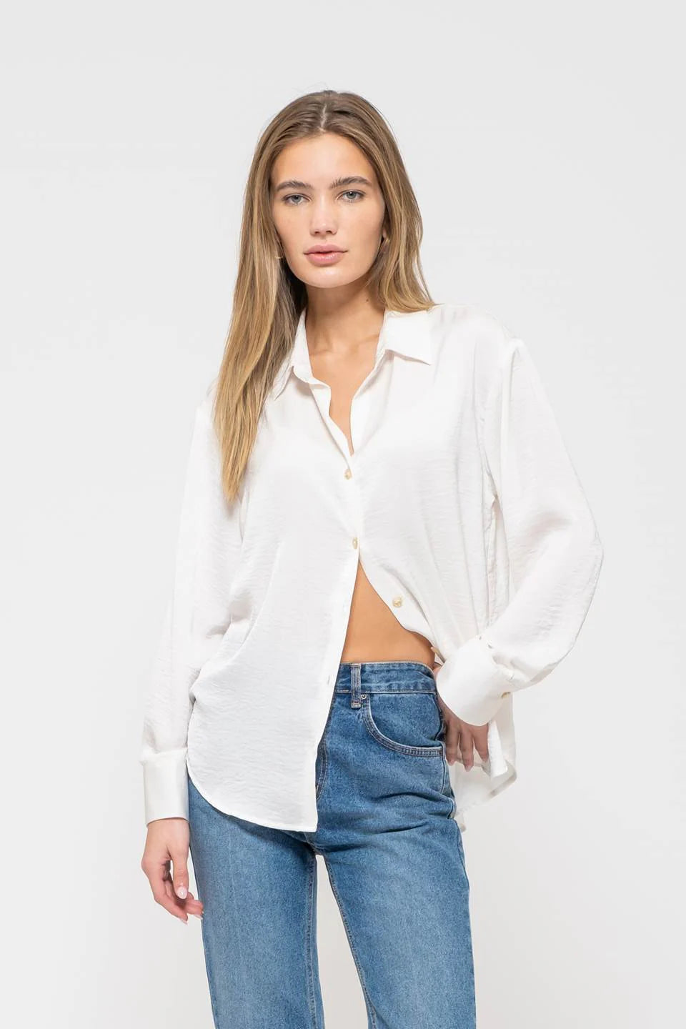 Clean Slate Textured Satin Button Down Shirt