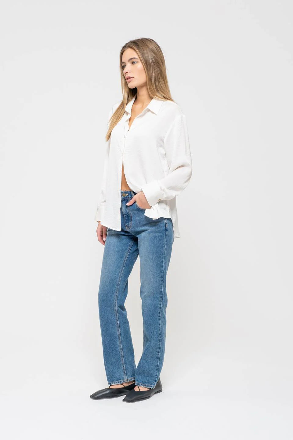 Clean Slate Textured Satin Button Down Shirt