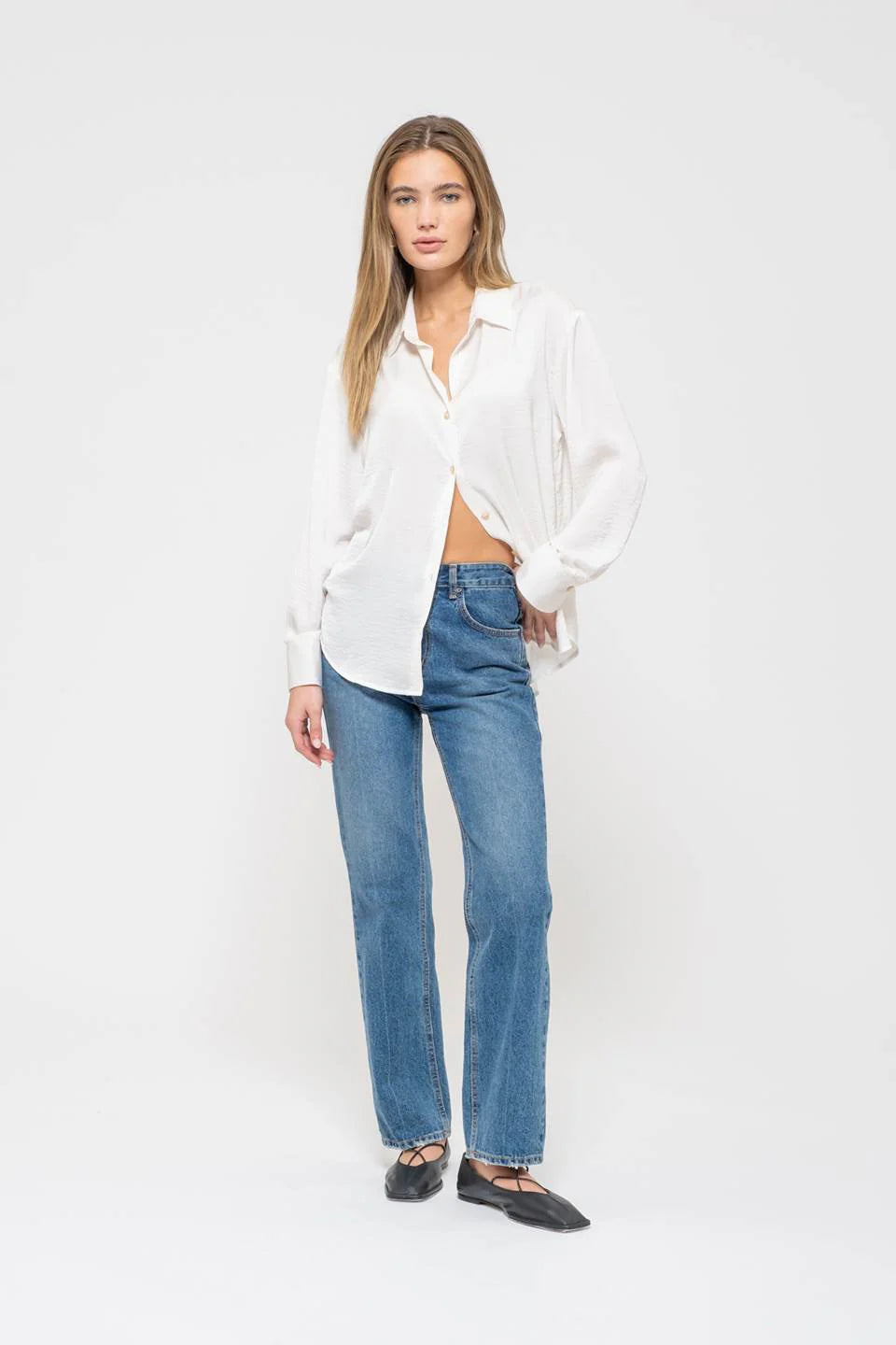 Clean Slate Textured Satin Button Down Shirt