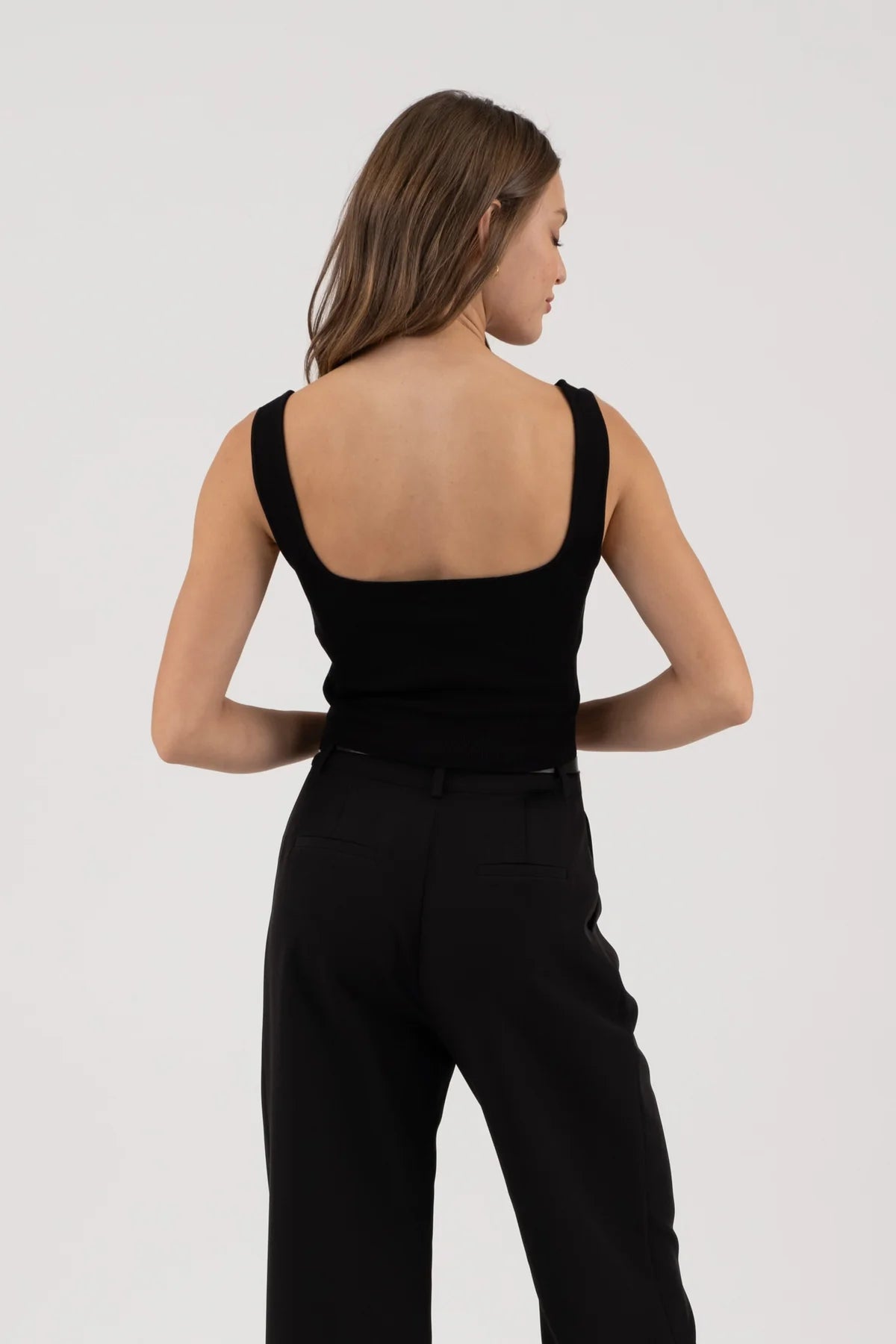 Not So Basic Sleeveless Sweater Knit Crop Tank Top- Black