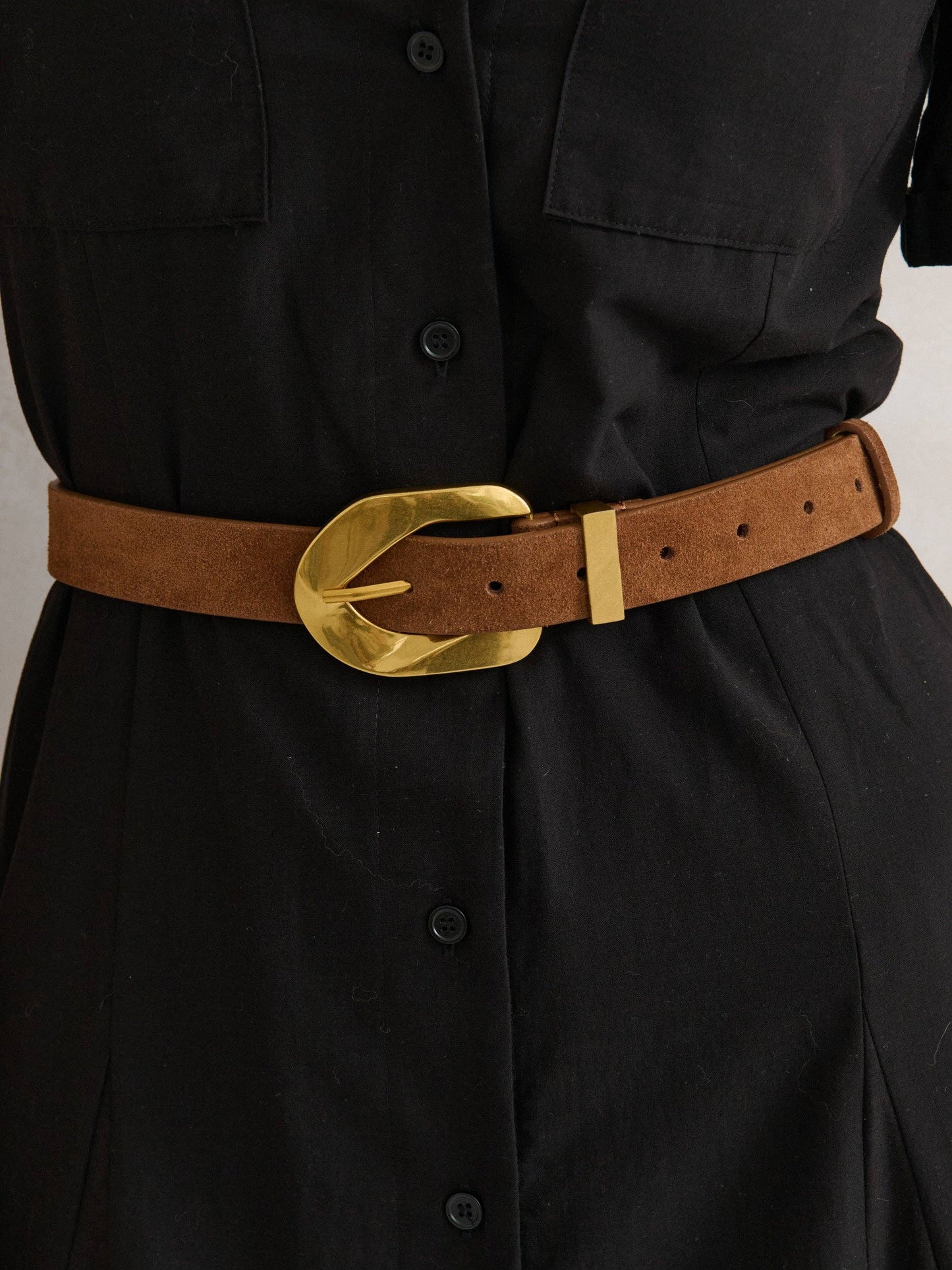 Genuine Suede Chain Buckle Belt