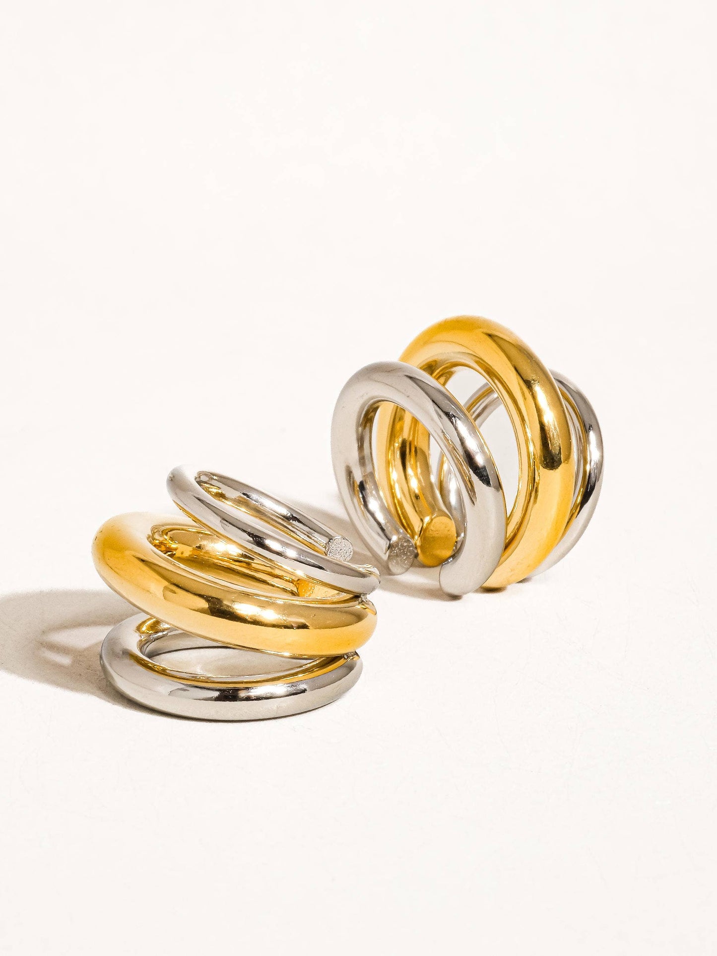 Ames 18K Gold Non-Tarnish Trilayer C Hoop Ear Cuff: Multi-Colored