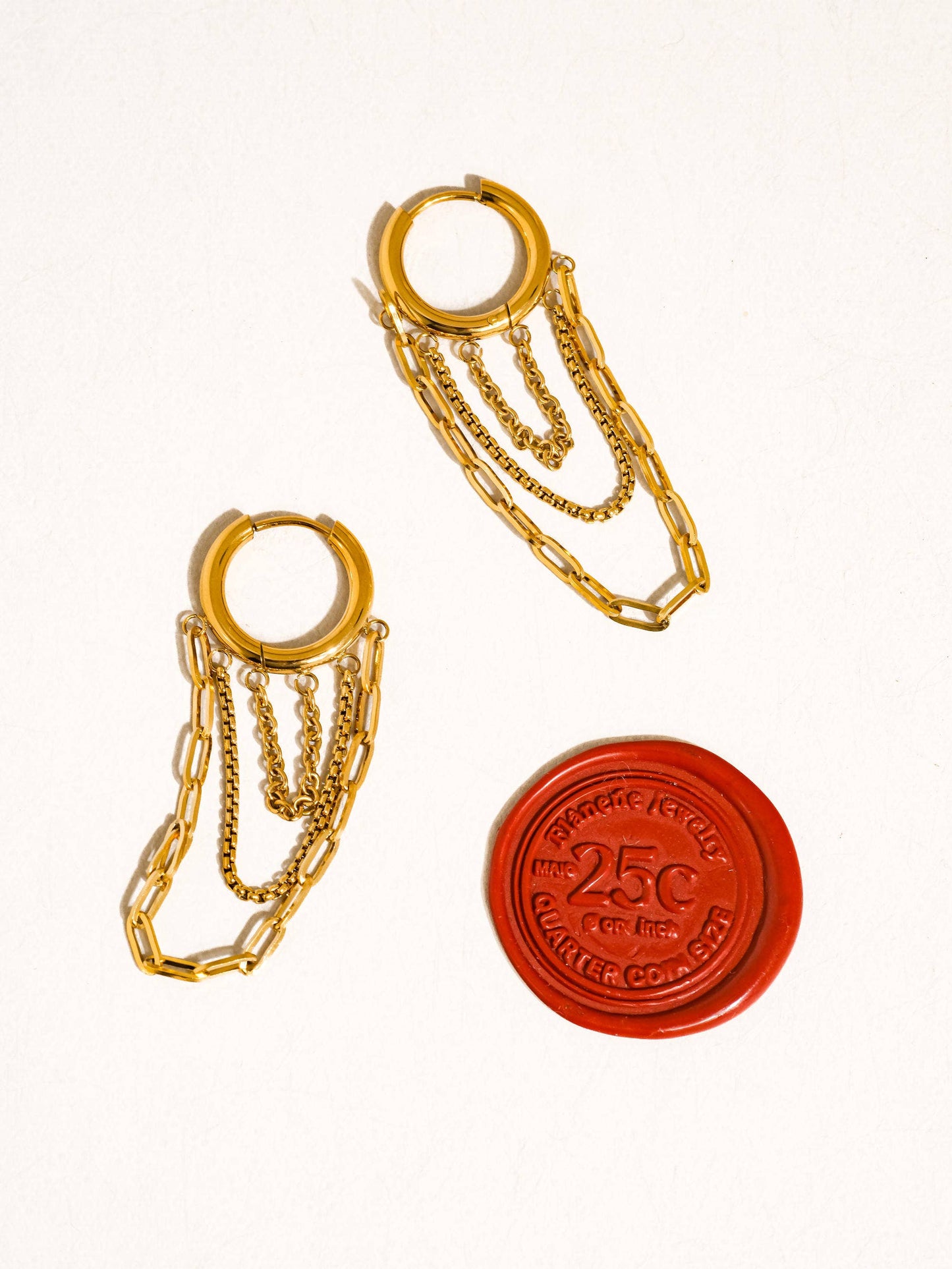Vianne 18K Gold Non-Tarnish Multi Chain Drop Earrings: Yellow Gold