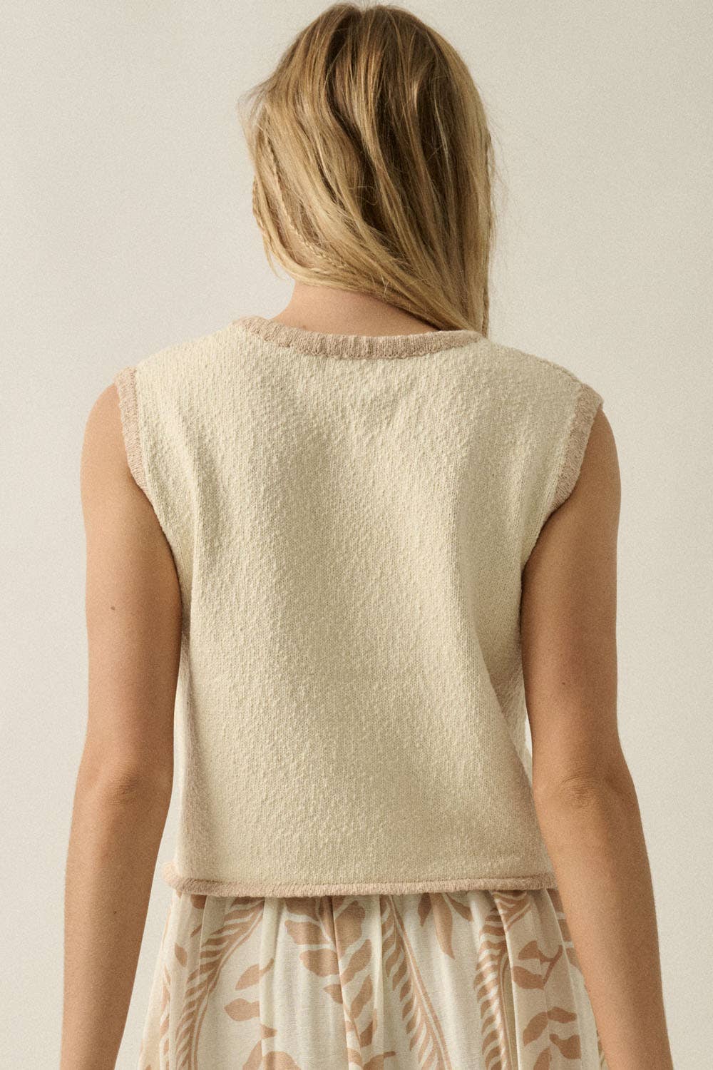 Seashell Jacquard-Knit Cropped Sweater Tank Top
