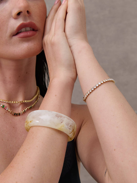 Joey Open Cuff Bangle - Stone