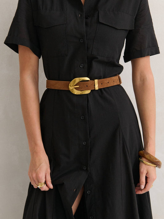 Genuine Suede Chain Buckle Belt