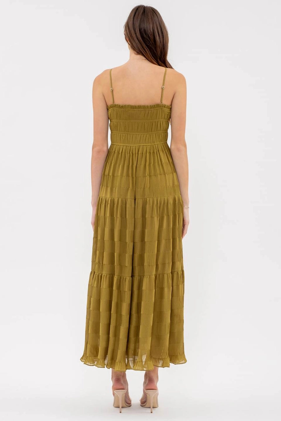 Best Wishes Tiered Pleated Midi Dress