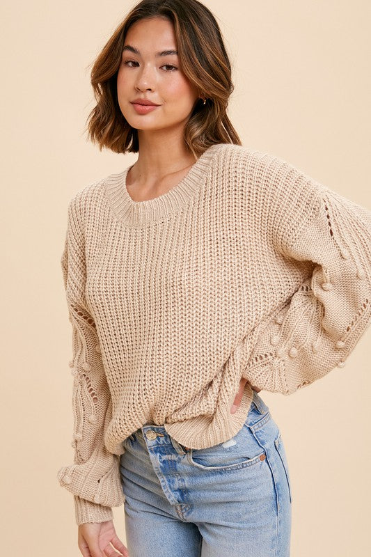 Chelsea Knitted Sweater With Pom Detail