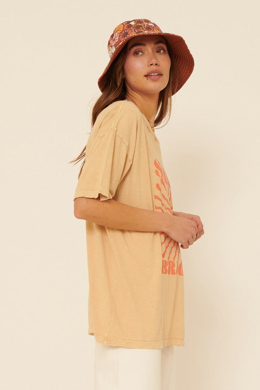 Shine Bright Distressed Mineral-Wash Graphic Tee