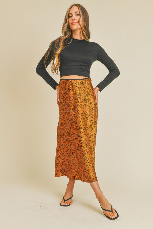 Can't Fight The Moonlight Animal Print Satin Slip Skirt