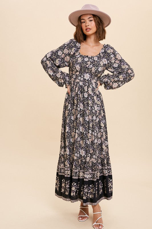 Magnolia Long Sleeve Printed Midi Dress