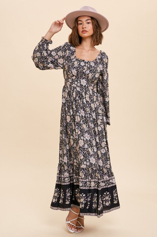 Magnolia Long Sleeve Printed Midi Dress