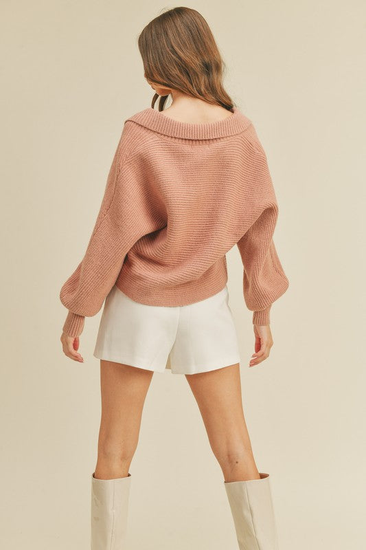 Kelsie Long Sleeve Collar Knit Sweater