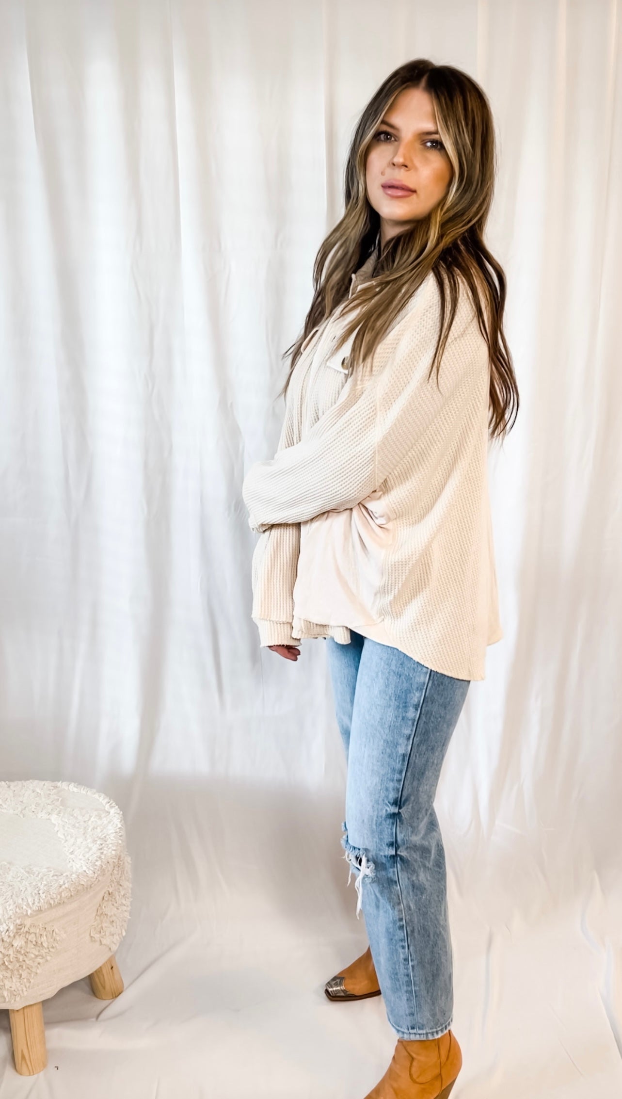 Evermore Slouchy Waffle Knit Top